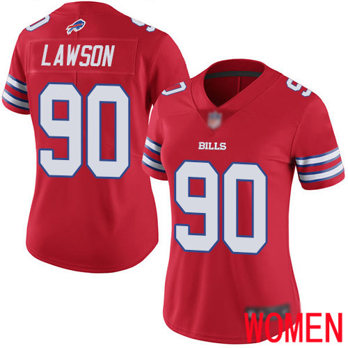 Women Buffalo Bills 90 Shaq Lawson Limited Red Rush Vapor Untouchable NFL Jersey